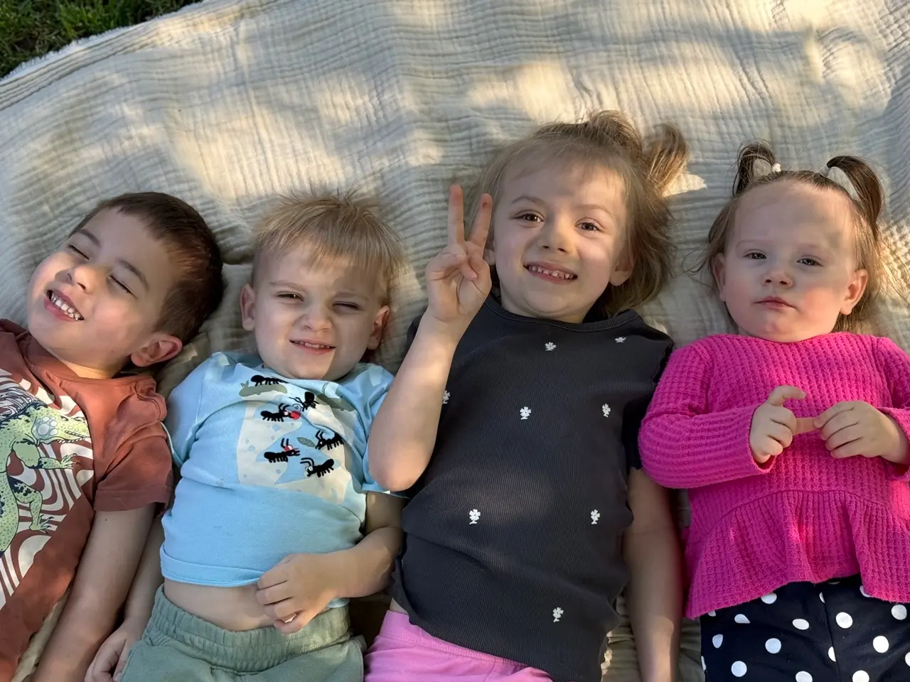 Children relaxing after outdoor play